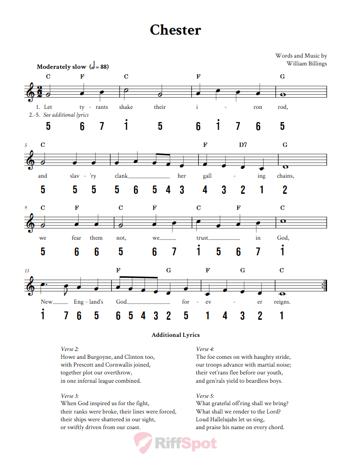 Chester 15-Note Tongue Drum Sheet Music