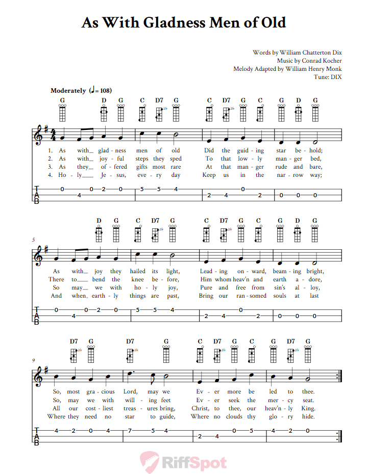 As With Gladness Men of Old 3-String Cigar Box Guitar Tab