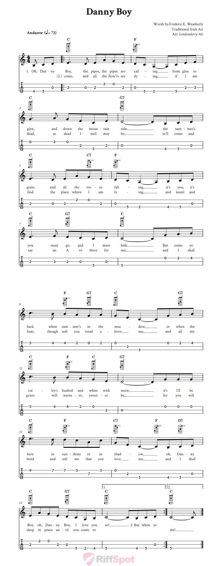 Danny Boy 3-String Cigar Box Guitar Tab