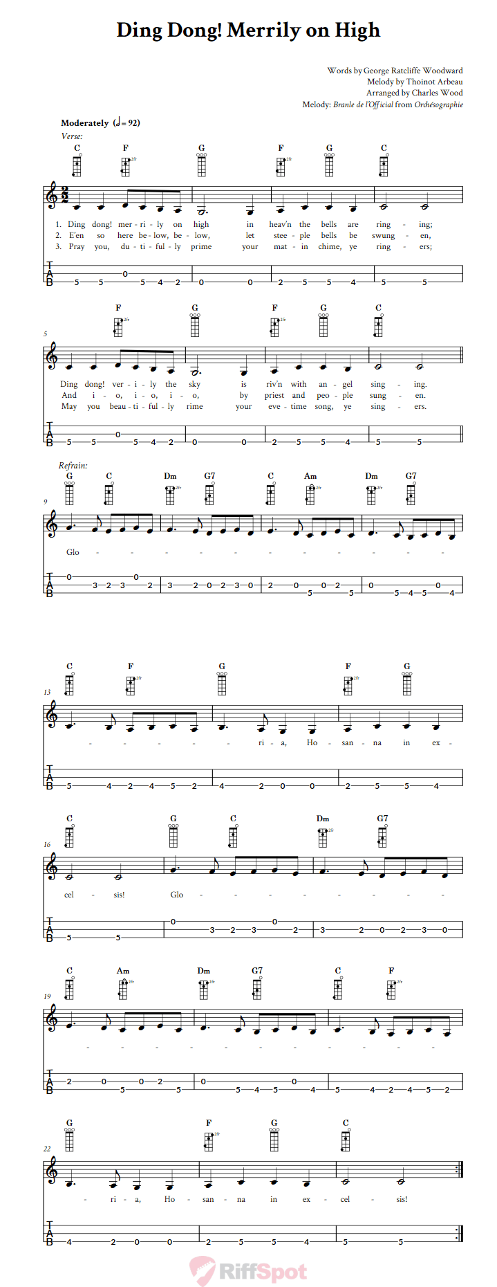 Ding Dong! Merrily on High 3-String Cigar Box Guitar Tab