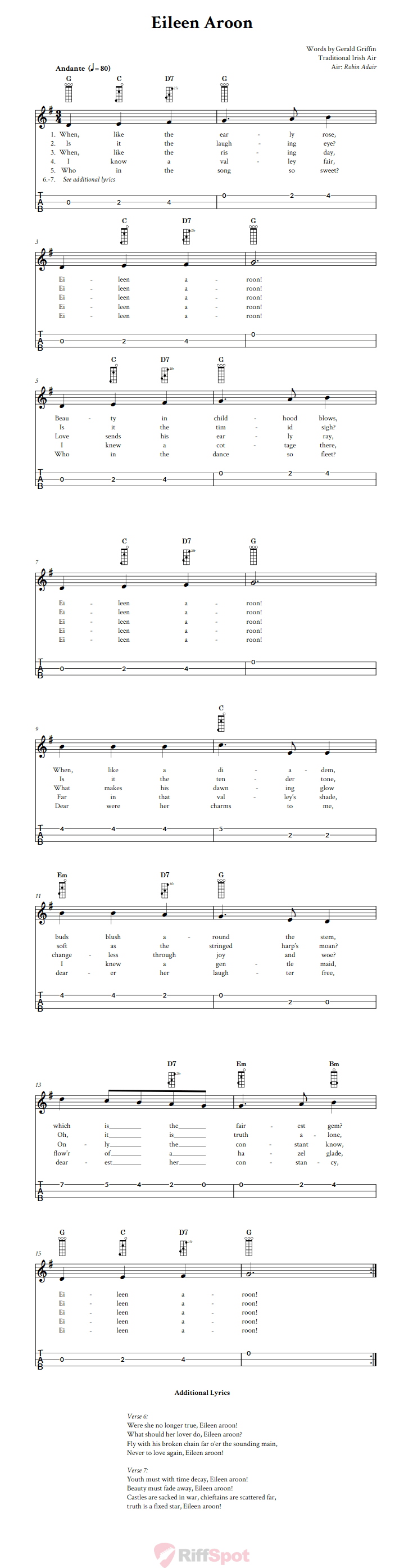 Eileen Aroon 3-String Cigar Box Guitar Tab