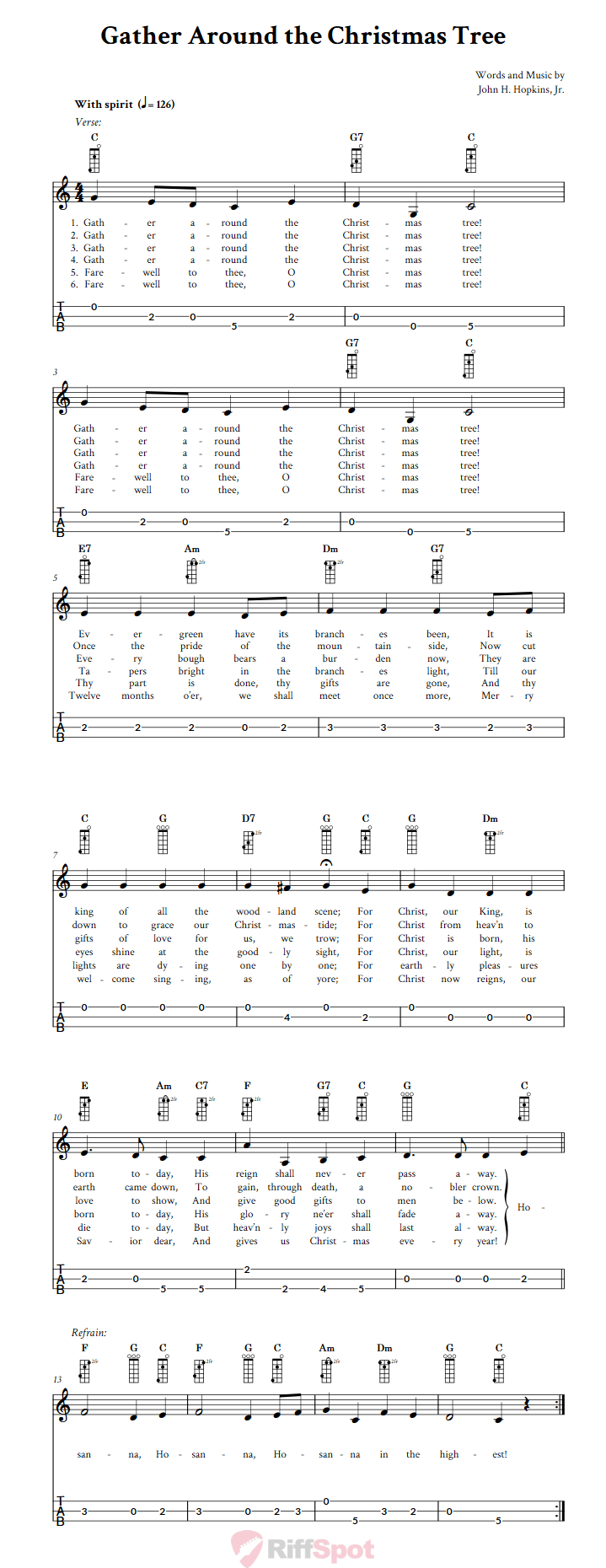 Gather Around the Christmas Tree 3-String Cigar Box Guitar Tab