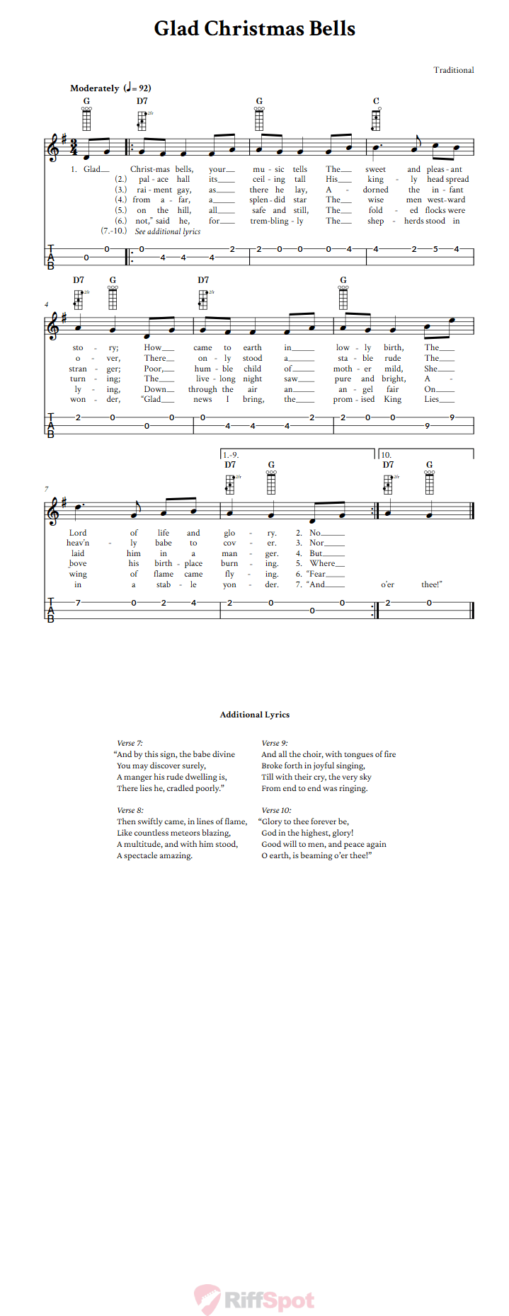 Glad Christmas Bells 3-String Cigar Box Guitar Tab