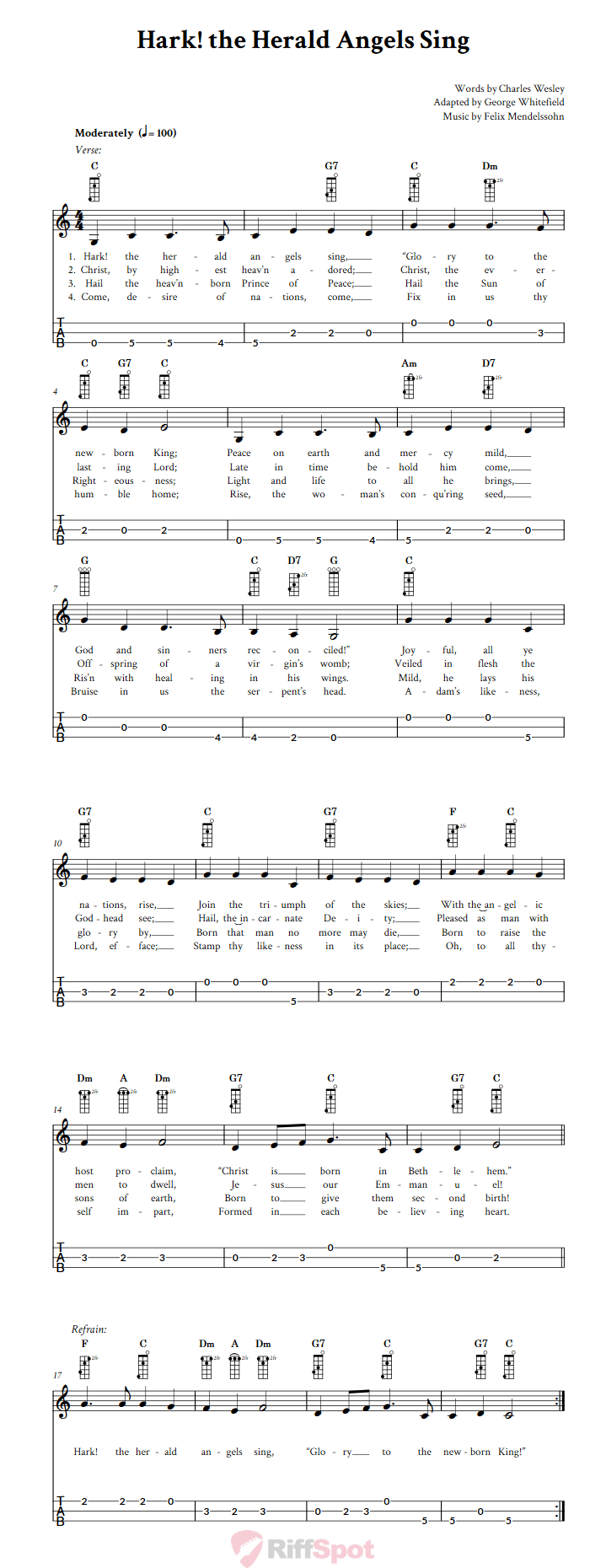 Hark! the Herald Angels Sing 3-String Cigar Box Guitar Tab