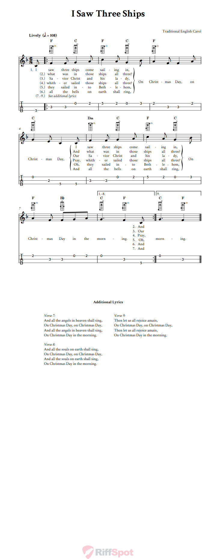 I Saw Three Ships 3-String Cigar Box Guitar Tab