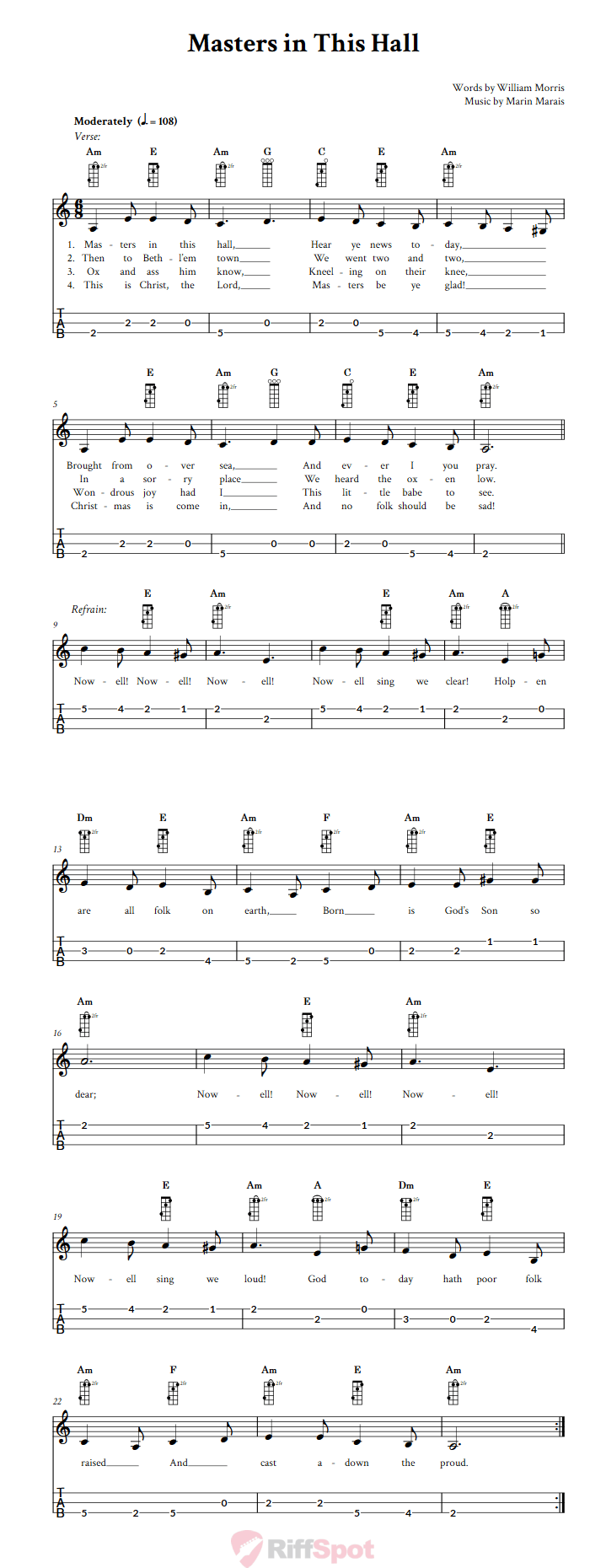 Masters in This Hall 3-String Cigar Box Guitar Tab