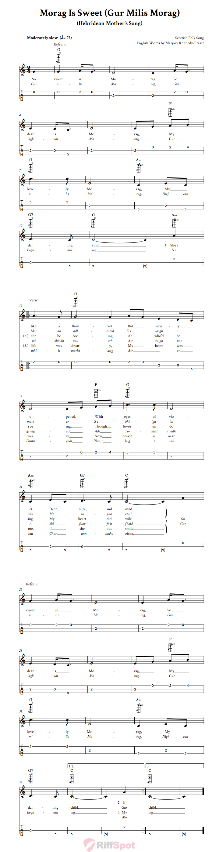 Morag Is Sweet 3-String Cigar Box Guitar Tab