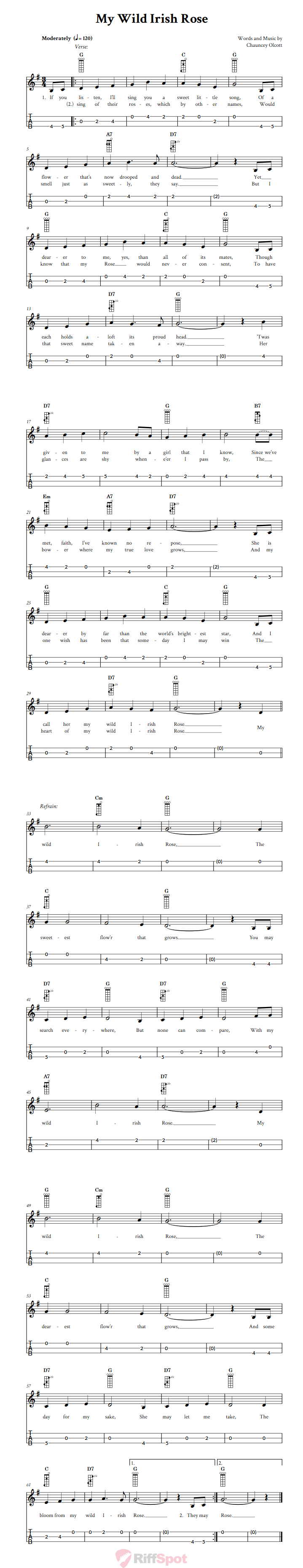 My Wild Irish Rose 3-String Cigar Box Guitar Tab
