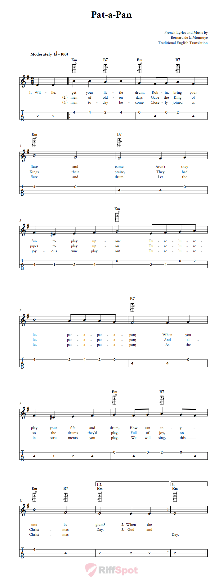 Pat-A-Pan 3-String Cigar Box Guitar Tab