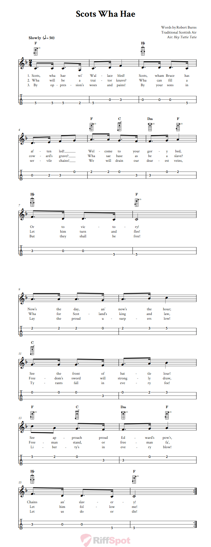 Scots Wha Hae 3-String Cigar Box Guitar Tab