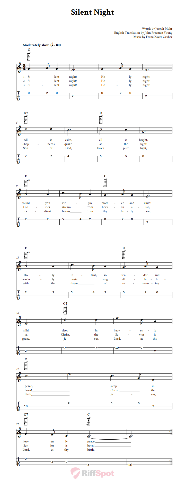 Silent Night 3-String Cigar Box Guitar Tab