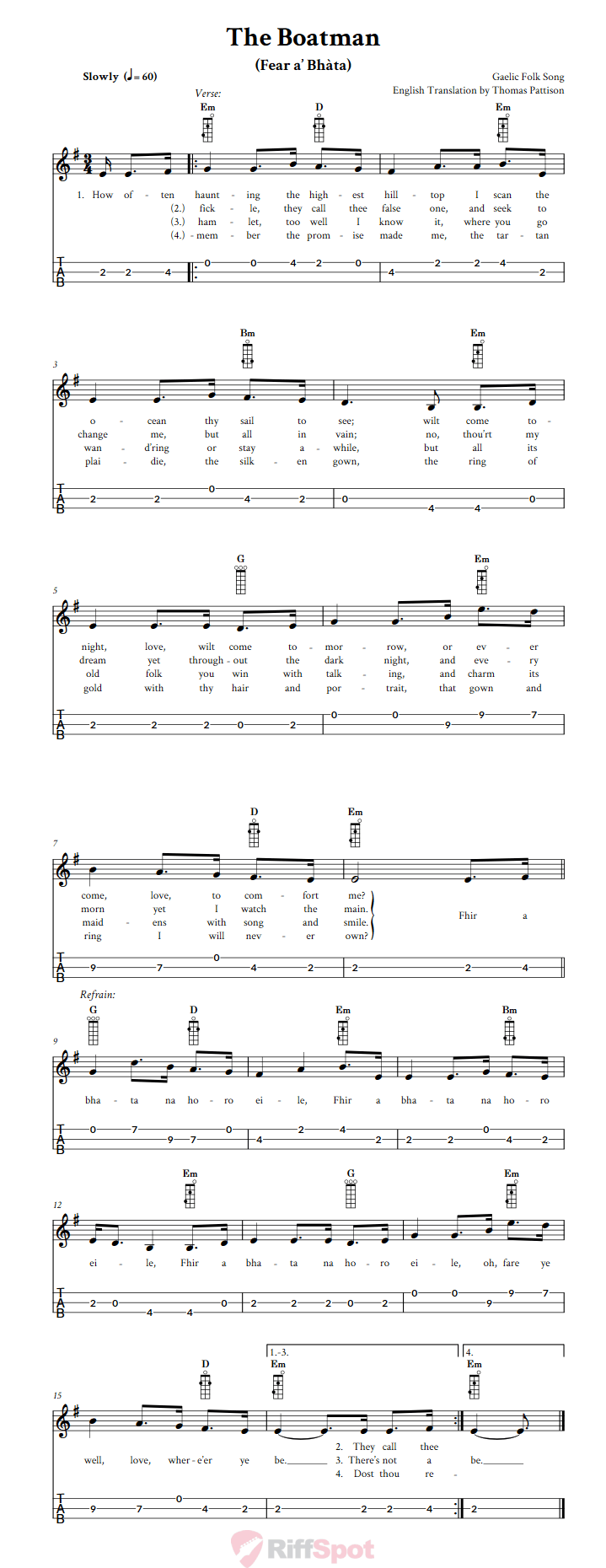 The Boatman 3-String Cigar Box Guitar Tab