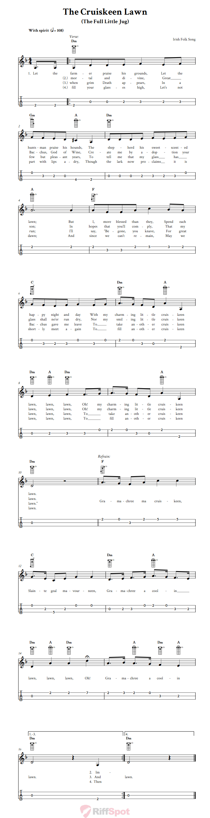 The Cruiskeen Lawn 3-String Cigar Box Guitar Tab