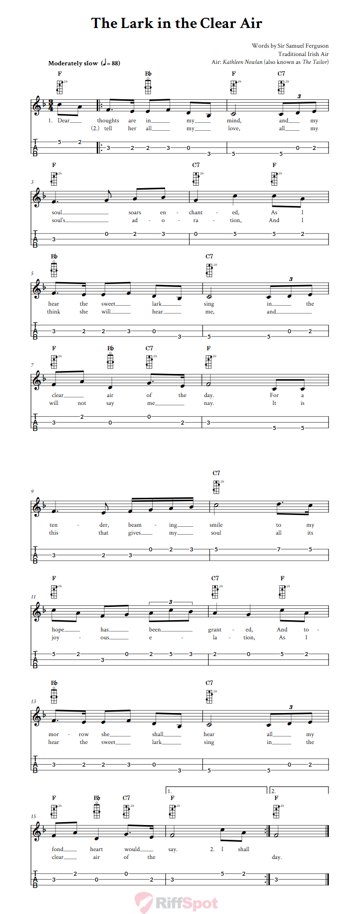 The Lark in the Clear Air 3-String Cigar Box Guitar Tab