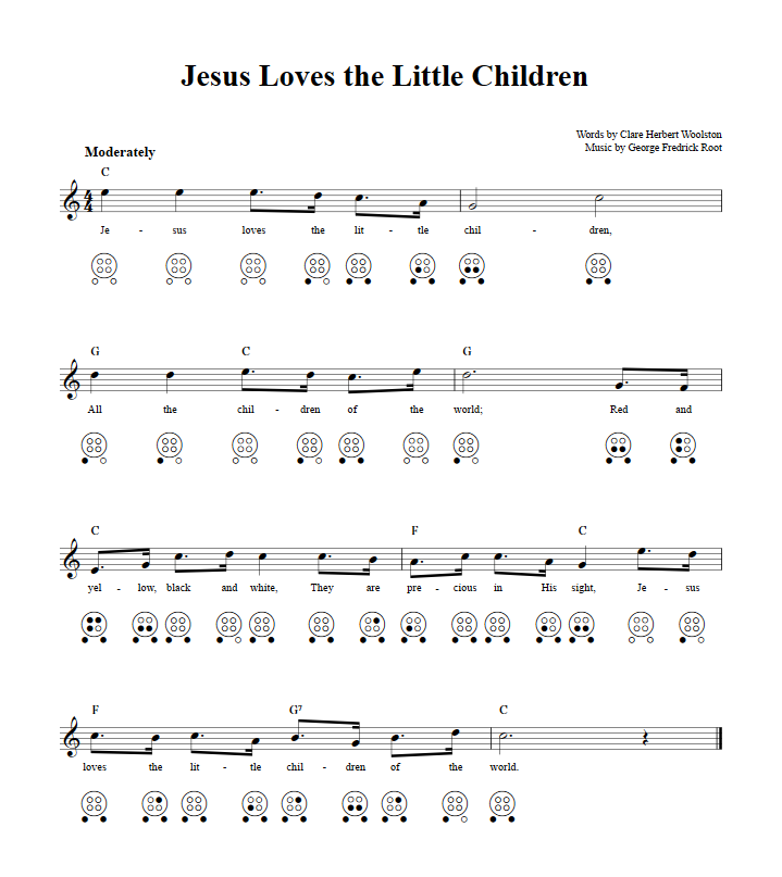 Jesus Loves the Little Children  6 Hole Ocarina Tab