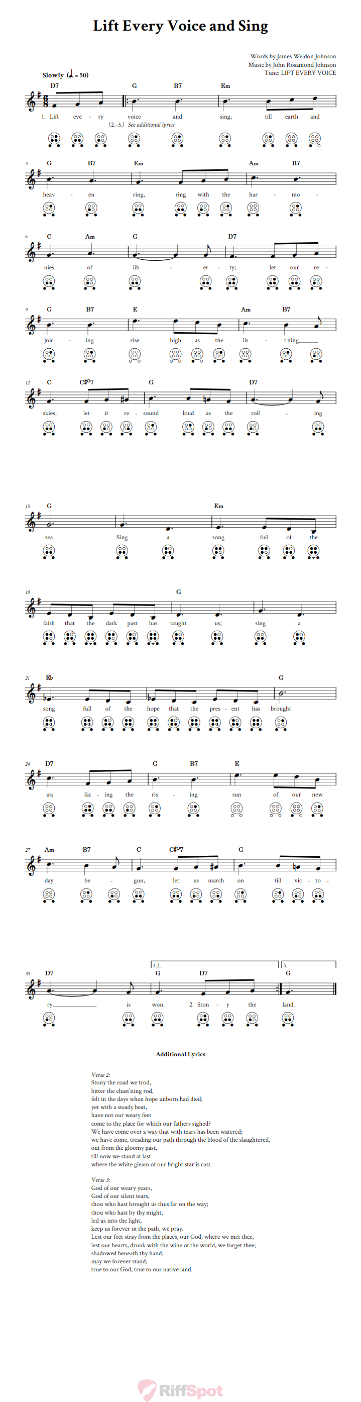 Lift Every Voice and Sing 6 Hole Ocarina Tab