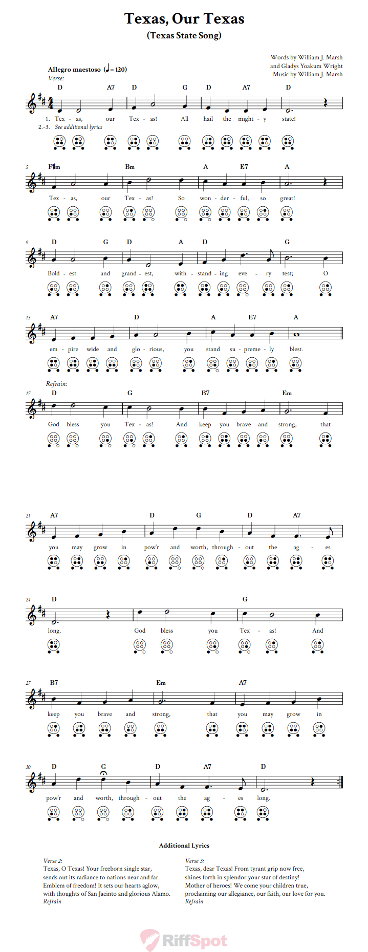 Texas, Our Texas 6 Hole Ocarina Tab