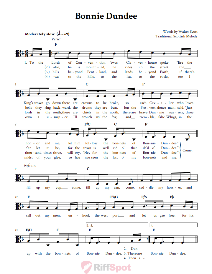 Bonnie Dundee Alto Clef Sheet Music