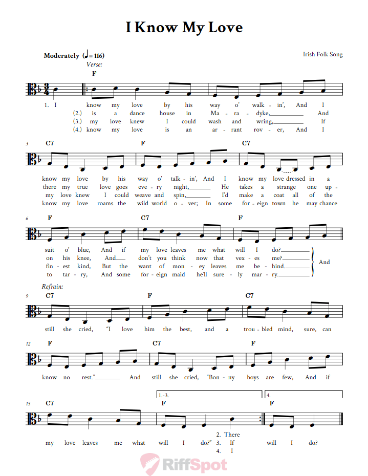 I Know My Love Alto Clef Sheet Music