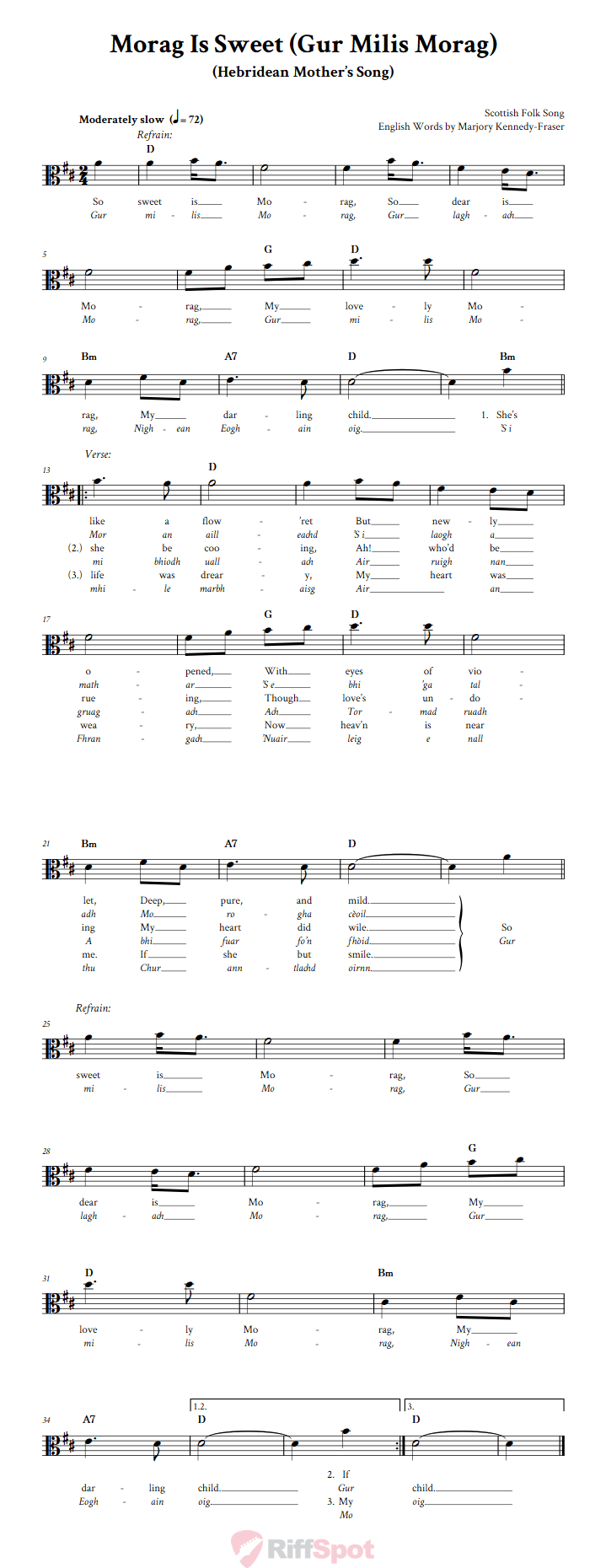 Morag Is Sweet Alto Clef Sheet Music
