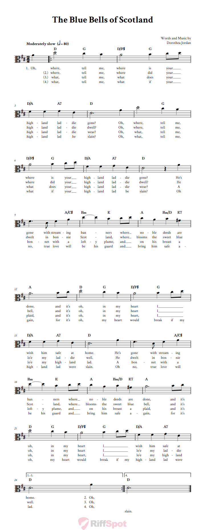 The Blue Bells of Scotland Alto Clef Sheet Music