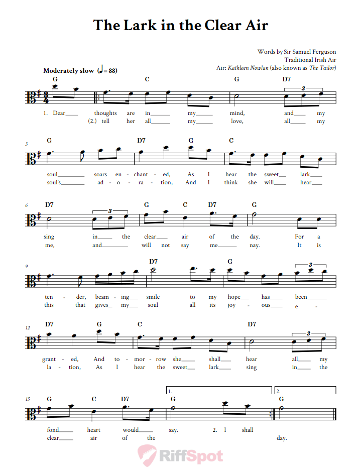 The Lark in the Clear Air Alto Clef Sheet Music