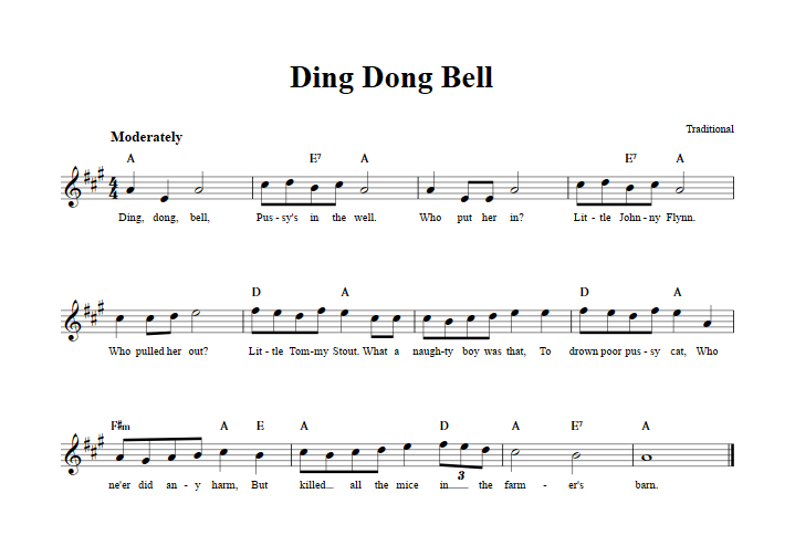 Ding Dong Bell Sheet Music for Clarinet, Trumpet, etc.