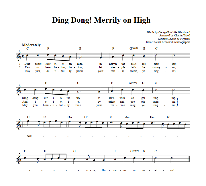 Ding Dong! Merrily on High Sheet Music for Clarinet, Trumpet, etc.