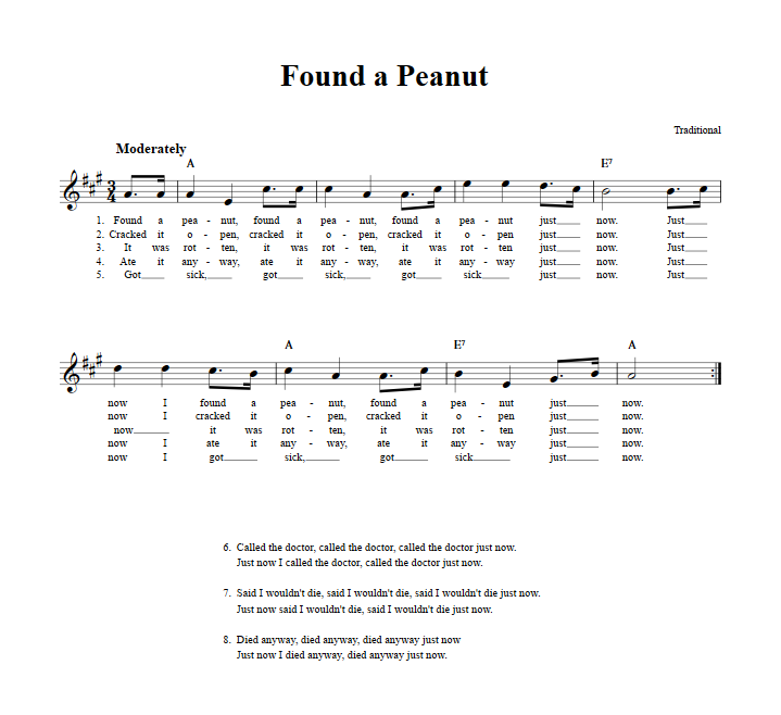 Found a Peanut Sheet Music for Clarinet, Trumpet, etc.