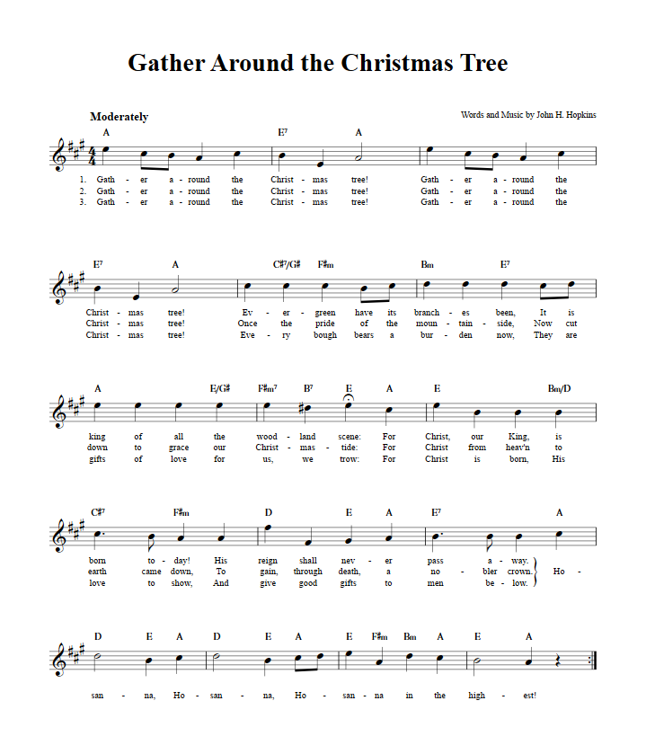 Gather Around the Christmas Tree Sheet Music for Clarinet, Trumpet, etc.