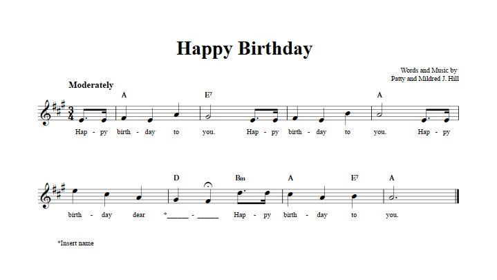 Happy Birthday Sheet Music for Clarinet, Trumpet, etc.