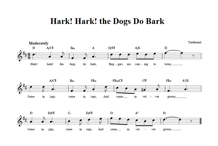 Hark! Hark! the Dogs Do Bark Sheet Music for Clarinet, Trumpet, etc.
