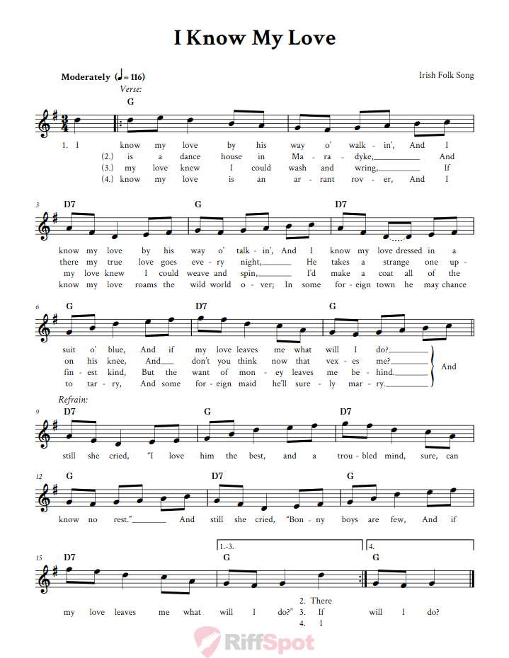 I Know My Love Sheet Music for Clarinet, Trumpet, etc.