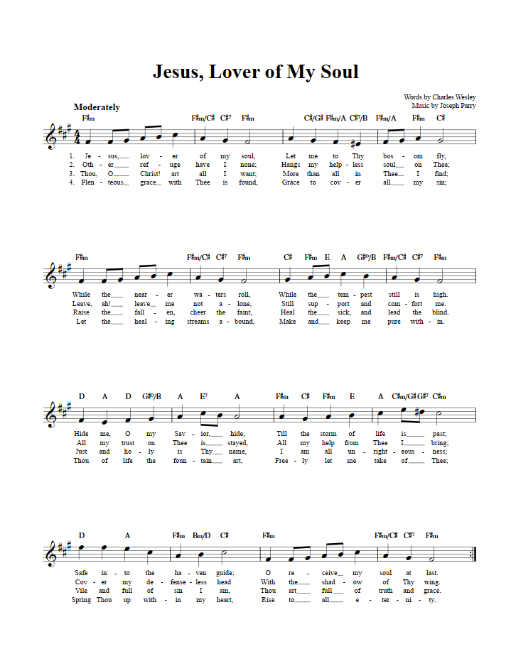 Jesus, Lover of My Soul Sheet Music for Clarinet, Trumpet, etc.