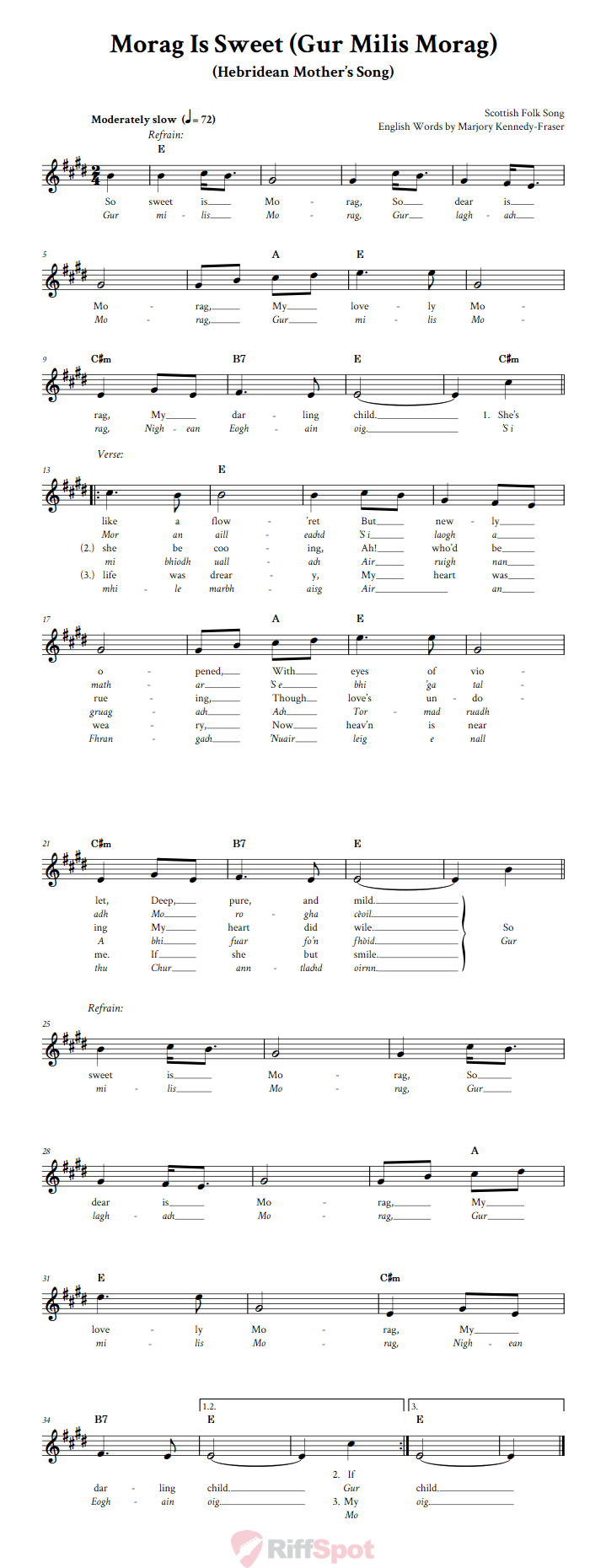 Morag Is Sweet Sheet Music for Clarinet, Trumpet, etc.