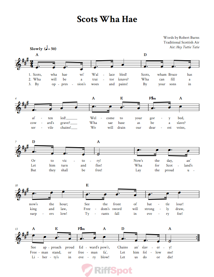 Scots Wha Hae Sheet Music for Clarinet, Trumpet, etc.