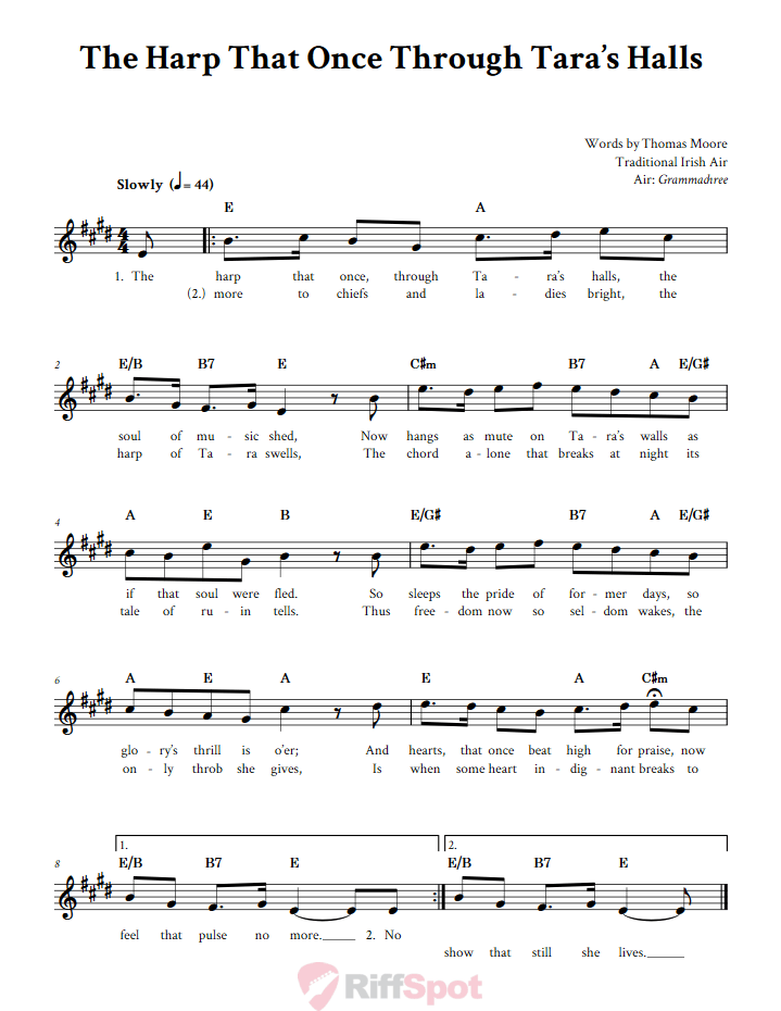 The Harp That Once Through Tara's Halls Sheet Music for Clarinet, Trumpet, etc.