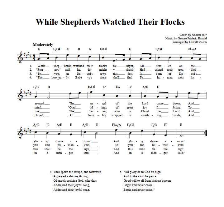 While Shepherds Watched Their Flocks Sheet Music for Clarinet, Trumpet, etc.