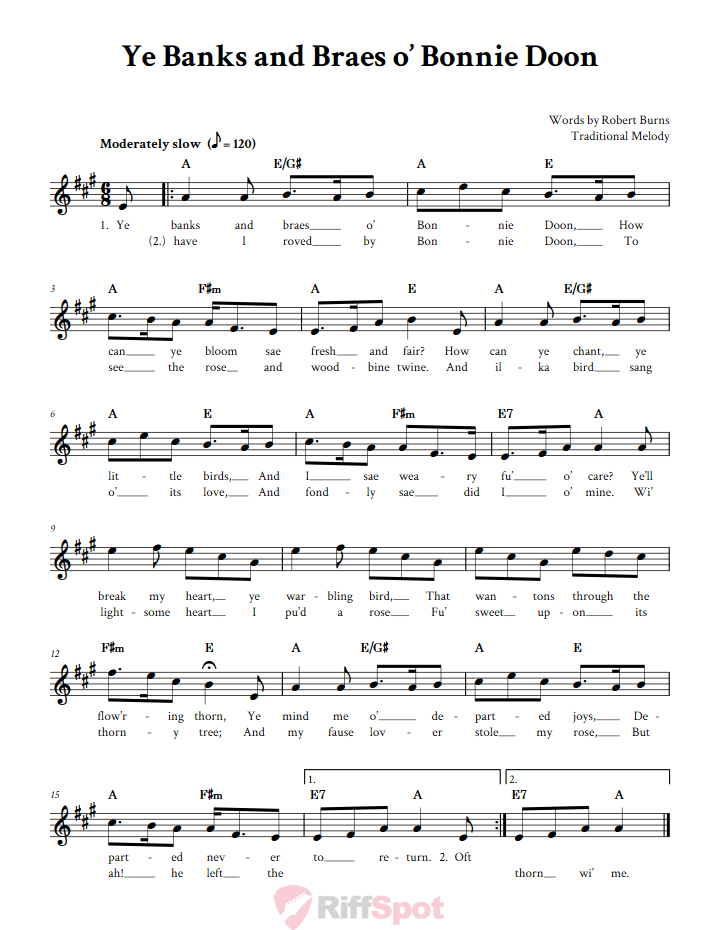 Ye Banks And Braes o' Bonnie Doon Sheet Music for Clarinet, Trumpet, etc.