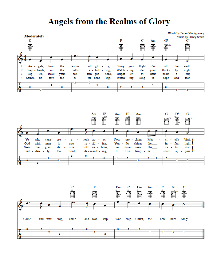 Angels from the Realms of Glory  Banjo Tab