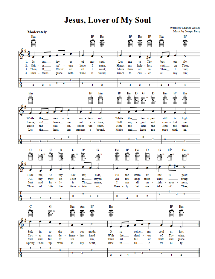 Jesus, Lover of My Soul Banjo Tab