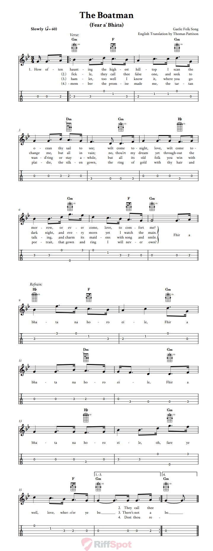 The Boatman Banjo Tab