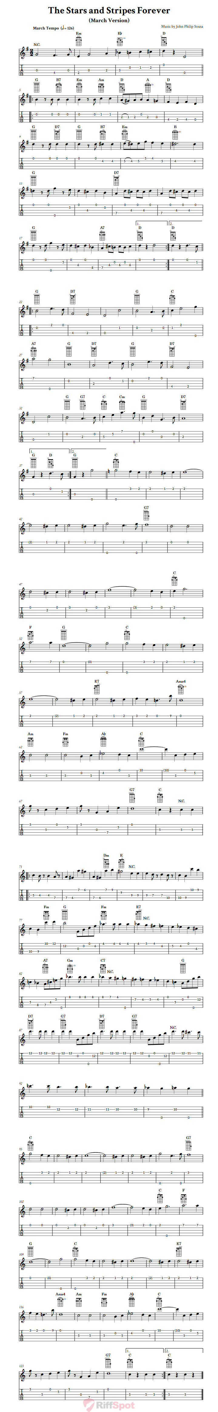 The Stars and Stripes Forever (March)  Banjo Tab