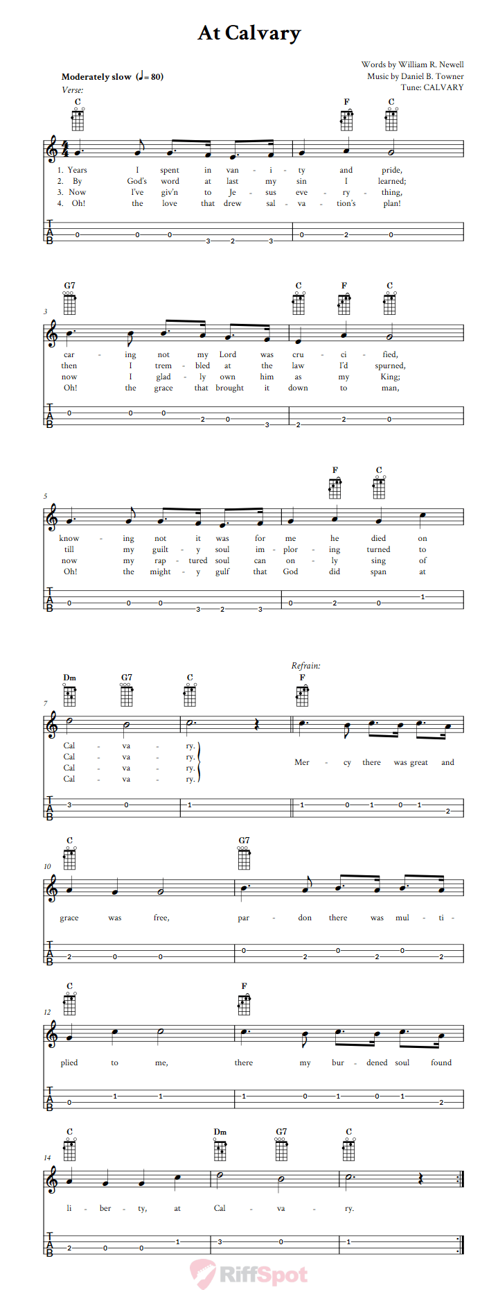 At Calvary Baritone Ukulele Tab
