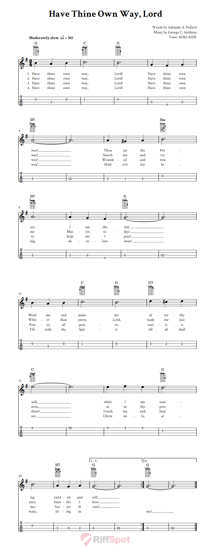 Have Thine Own Way, Lord Baritone Ukulele Tab