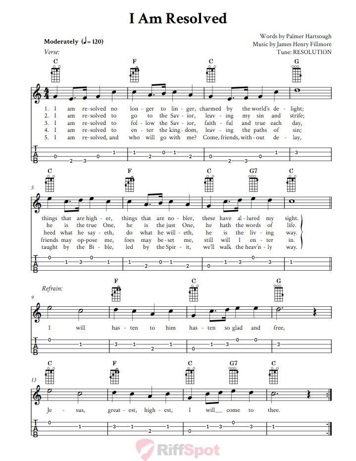 I Am Resolved Baritone Ukulele Tab
