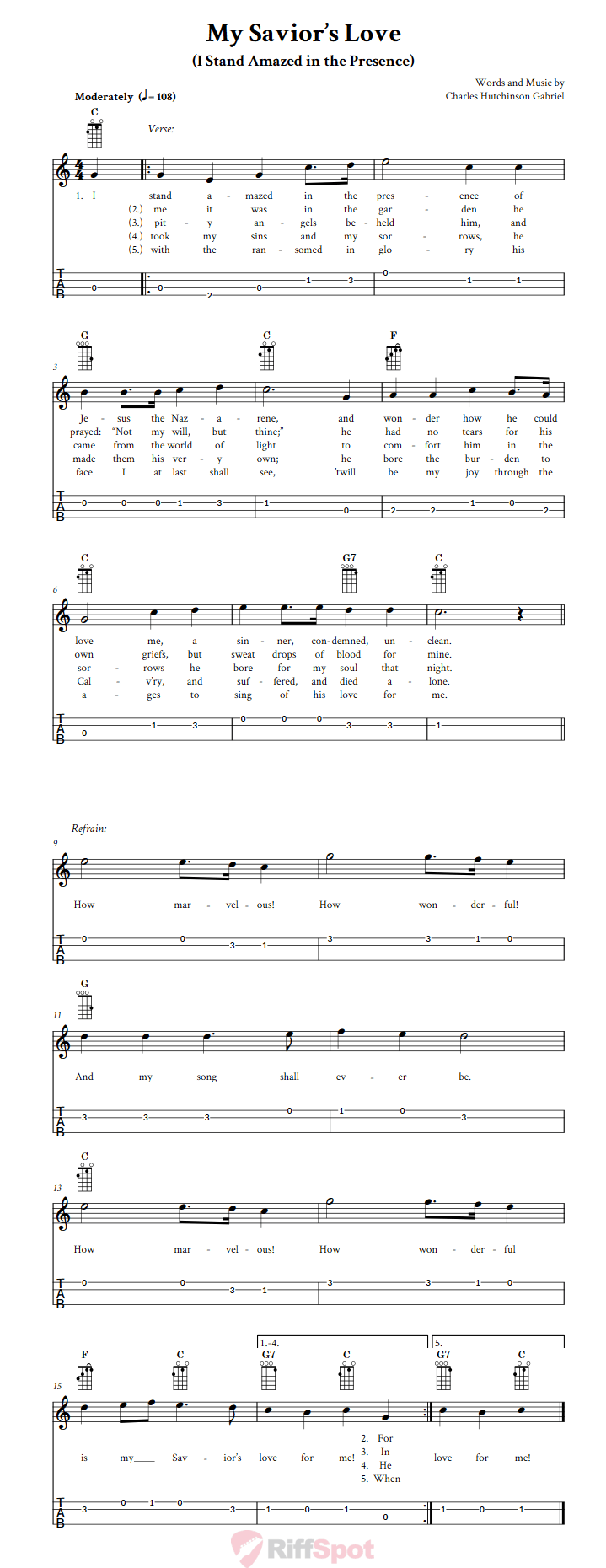 My Savior's Love Baritone Ukulele Tab