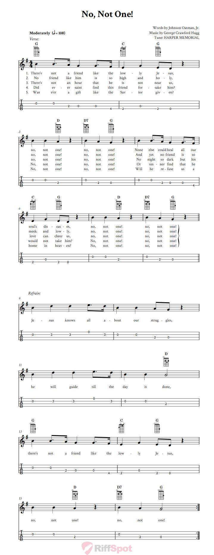 No, Not One! Baritone Ukulele Tab