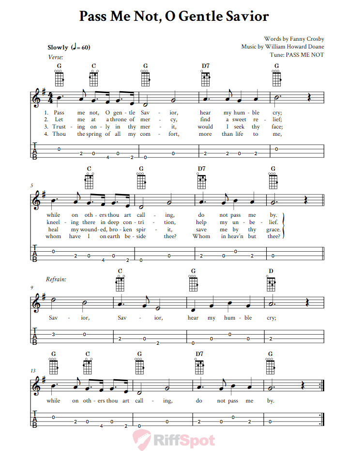 Pass Me Not, O Gentle Savior Baritone Ukulele Tab