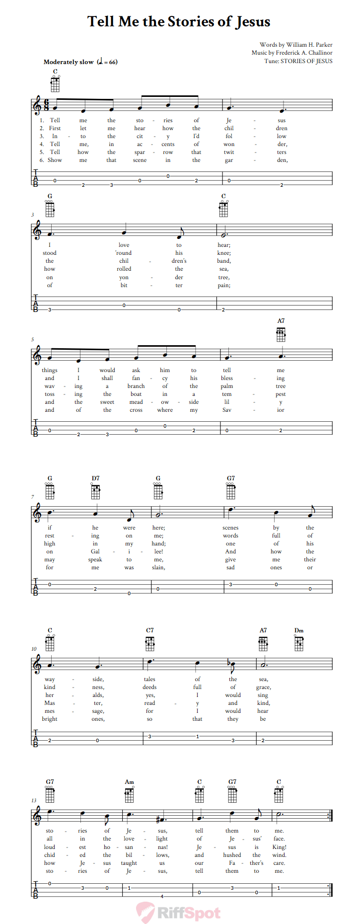 Tell Me the Stories of Jesus Baritone Ukulele Tab